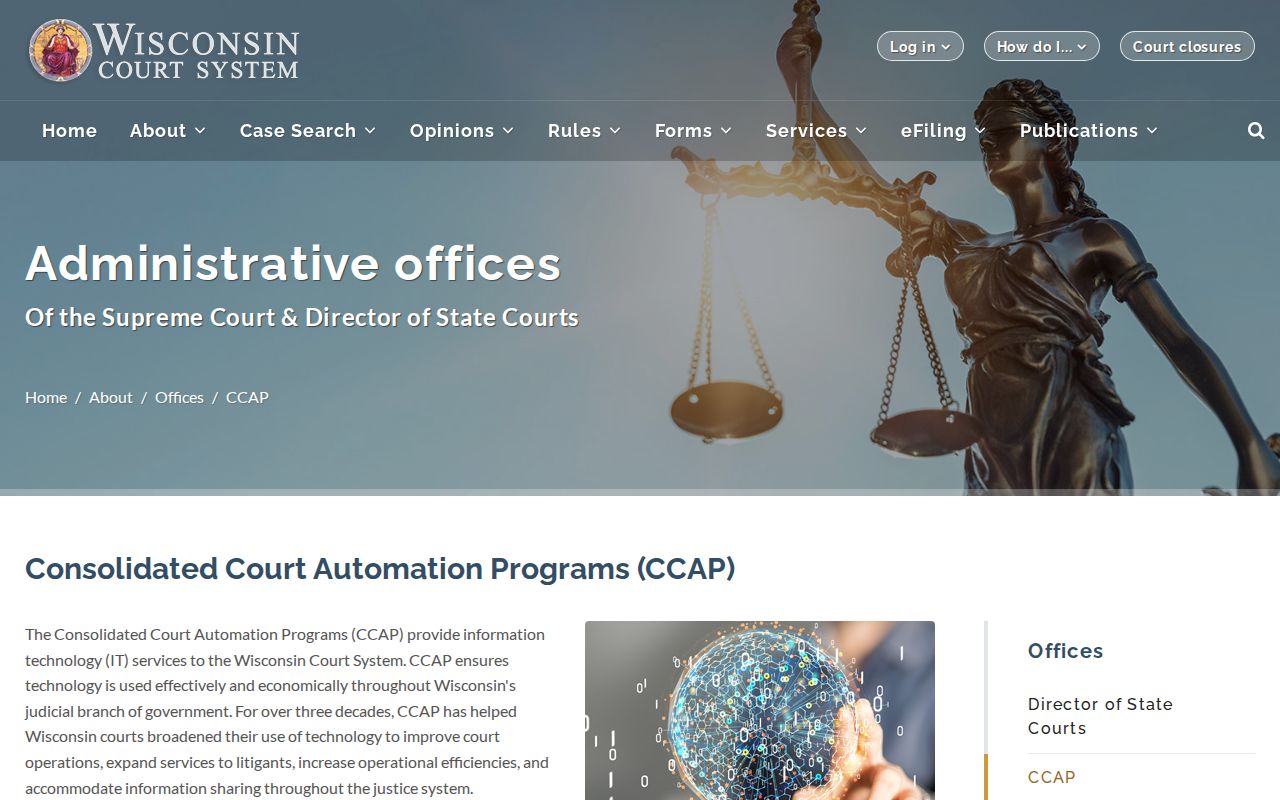 Wisconsin court docket technology overview for CCAP and statewide case access