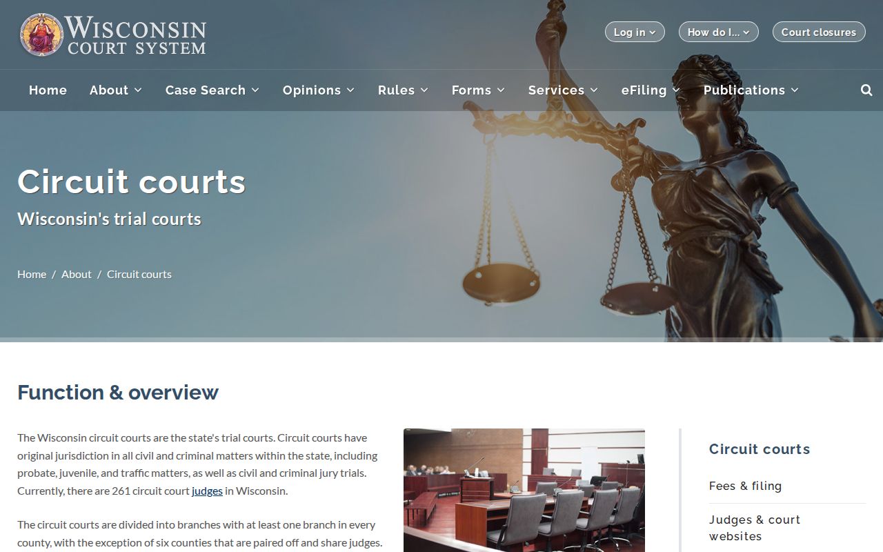 Wisconsin civil court records: Circuit Court subject-matter overview