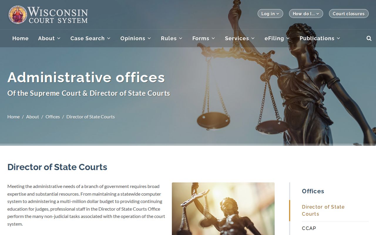 Wisconsin court administration and Director of State Courts Office