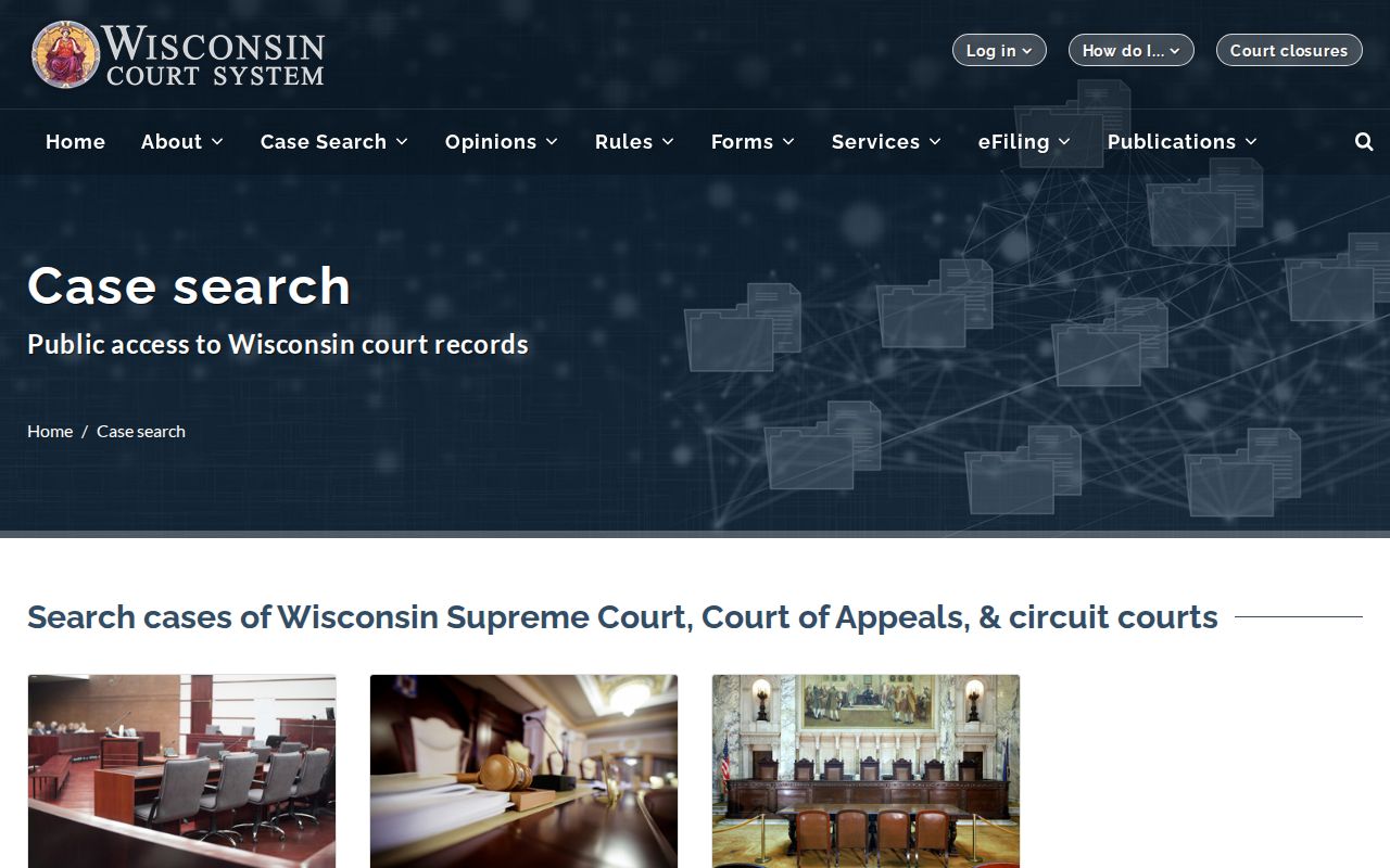Wisconsin case search routes for circuit and appellate court records