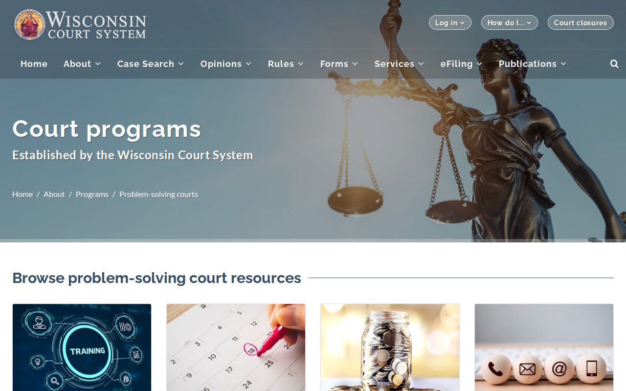 Wisconsin criminal court records and statewide problem-solving court programs