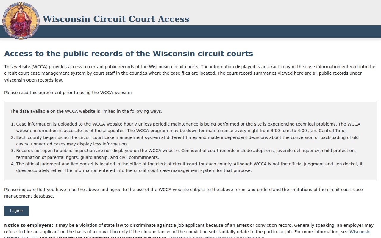 Wisconsin court docket case search on the WCCA public portal